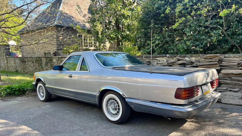 A Mercedes 280 SE ute conversion, from the rear