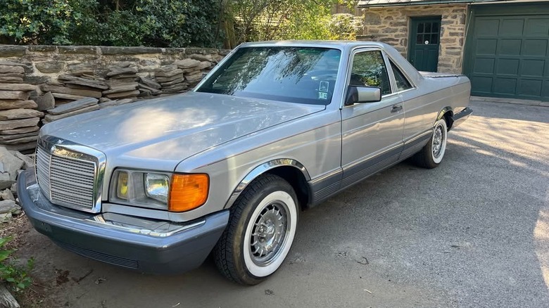 A Mercedes 280 SE ute conversion, from the front