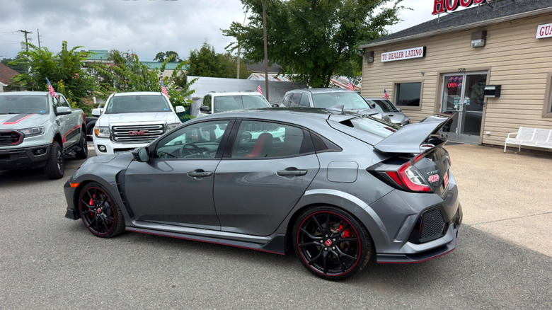 silver Honda Civic Type R parked in a parking lot