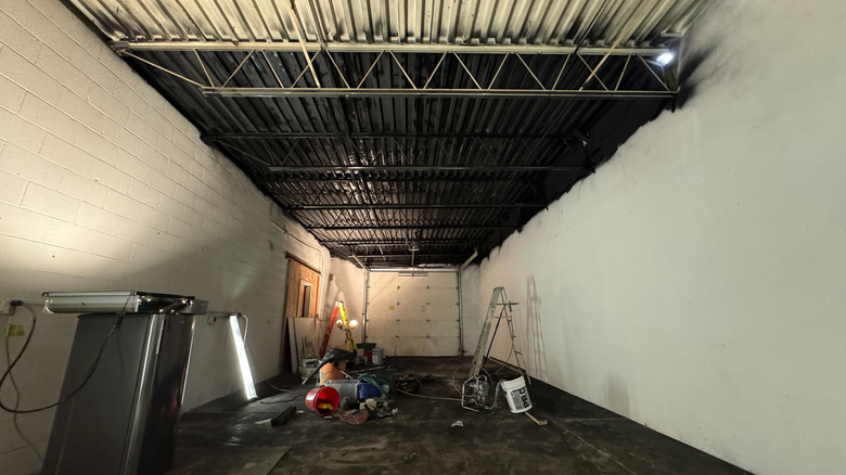 Painting the ceiling of my workshop