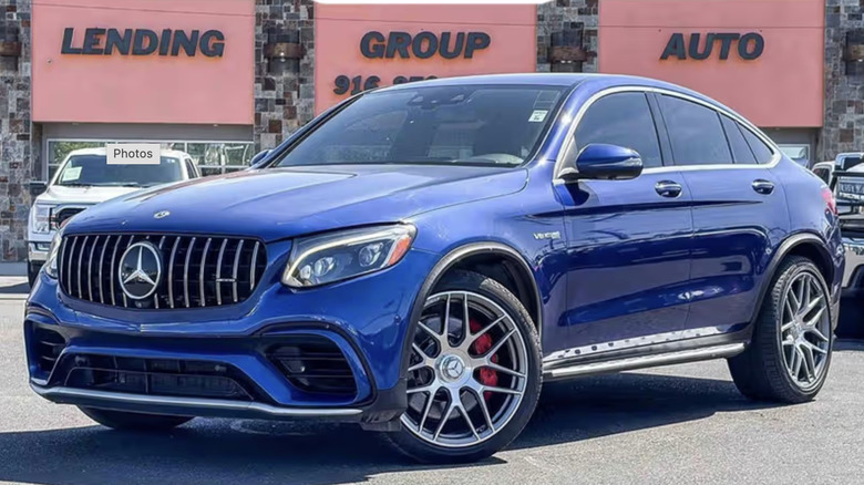 a blue mercedes-amg GLC63