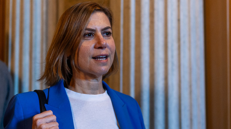 U.S. Sen. Elissa Slotkin (D-MI) as she leaves the Senate Chambers during a vote in the U.S. Capitol Building on July 13, 2026 in Washington, DC.