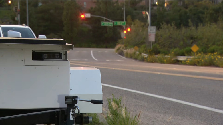 A license plate reader hidden in a trailer