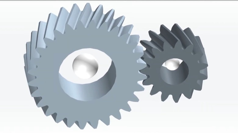 An illustration of helical gear contact sits on a white background
