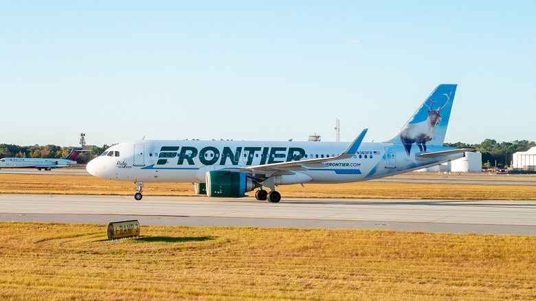 Frontier Airlines jet at Hartsfield-Jackson Atlanta International Airport, Atlanta, Georgia, United States, October 23, 2025.