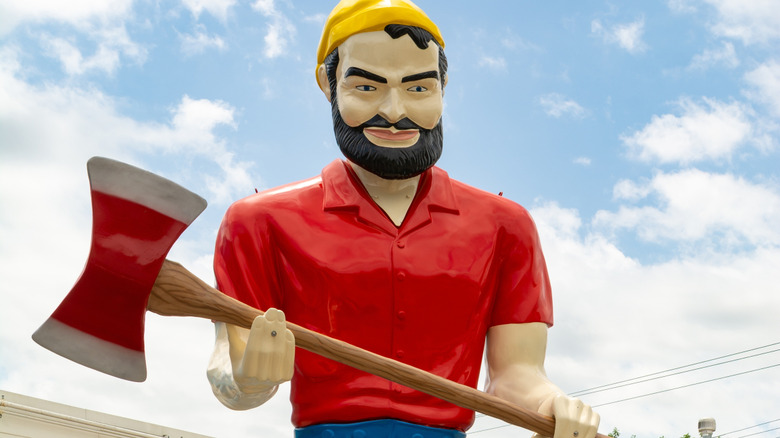 Meadow Gold Mack the Friendly Lumberjack is a Muffler Man statue holding an ax in Tulsa, Oklahoma.