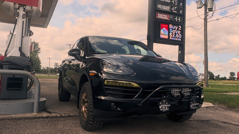 Filling up on diesel at the gas station