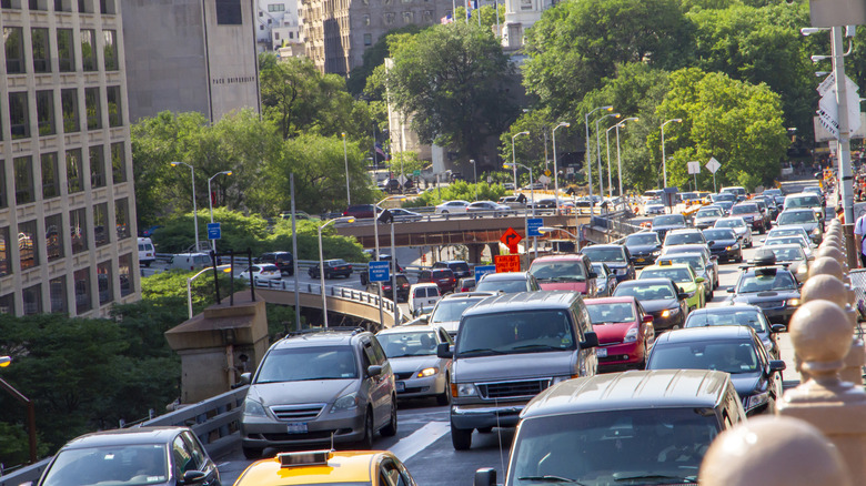 Photo of a rush hour traffic jam in New York City.