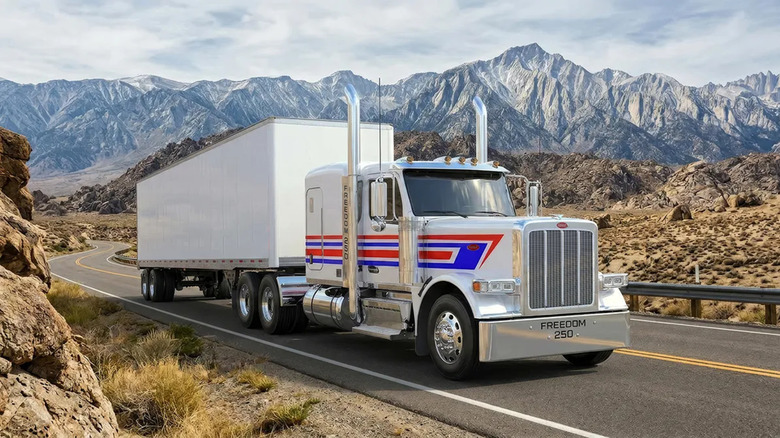 The Peterbilt Freedom 250 Special Edition Model 589 on the road