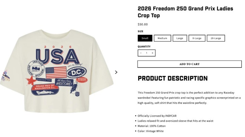 A picture of an indycar racing t-shirt website