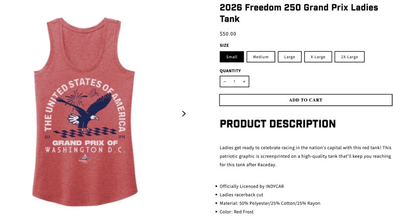 A picture of an indycar racing t-shirt website