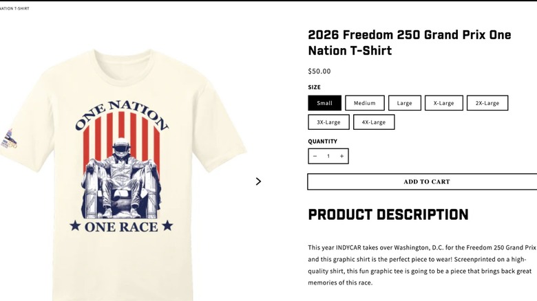 A website page displaying a t-shirt for sale which reads "one nation one race"