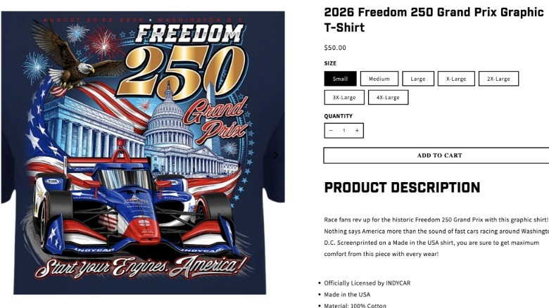 A picture of an indycar racing t-shirt