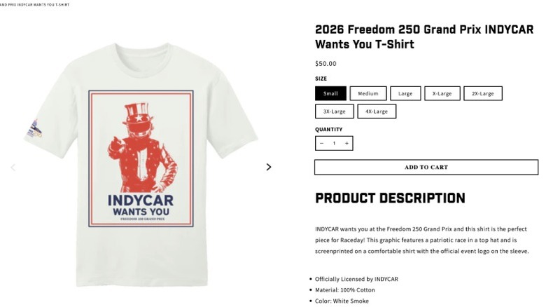A picture of an indycar racing t-shirt website