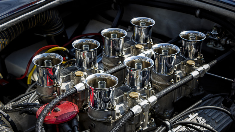 A close-up of a V8 Cobra engine