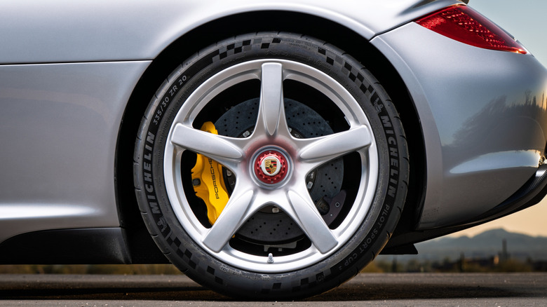 Porsche Carrera GT with a 30 series sidewall Michelin tires