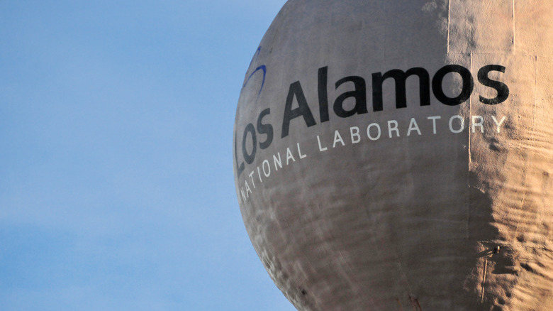 The water tower at the Los Alamos National Laboratory in New Mexico