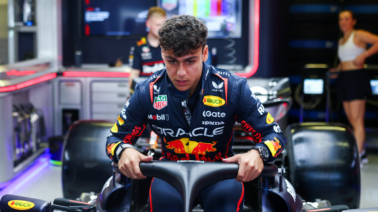Arvid Lindblad of Great Britain and Oracle Red Bull Racing has a seat fit in the garage during previews ahead of the F1 Grand Prix of Mexico at Autodromo Hermanos Rodriguez on October 23, 2025 in Mexico City, Mexico.