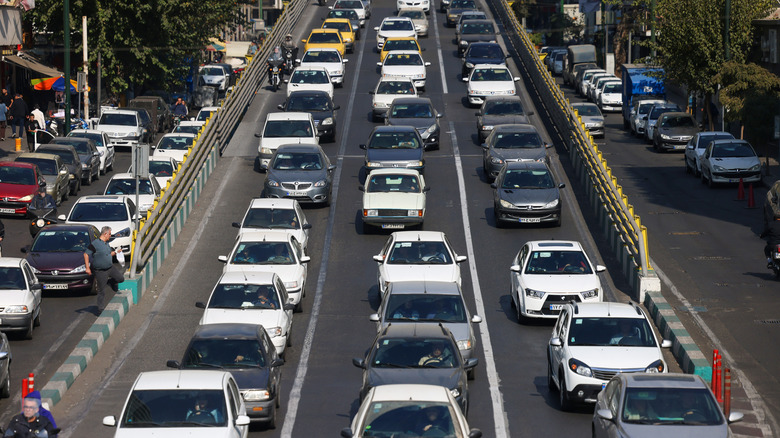A traffic jam in Tehran, Iran.