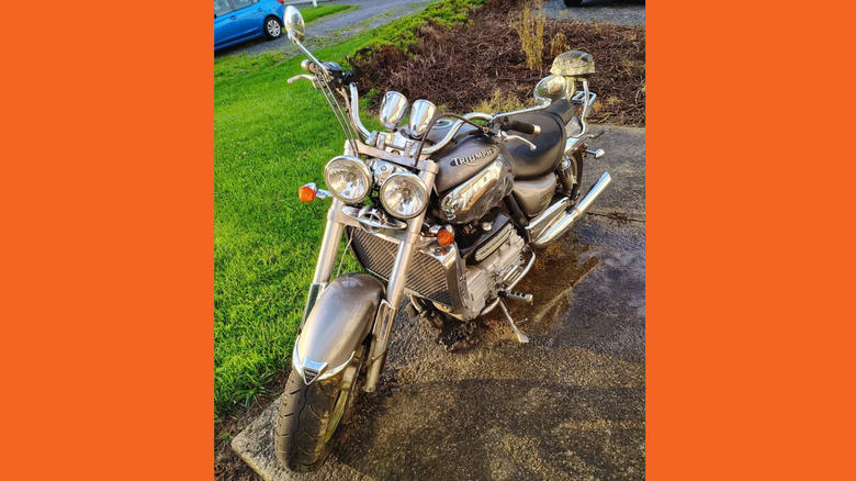A silver Triumph Rocket 3