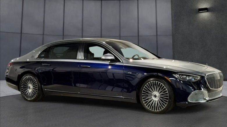 a Mercedes-Maybach S-Class parked inside