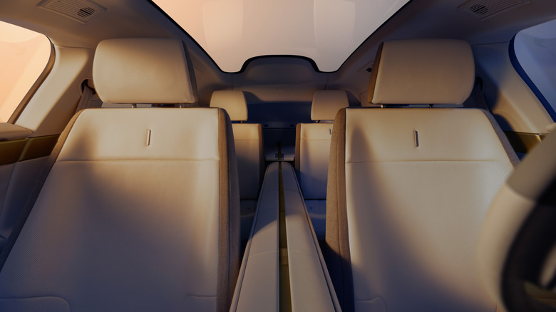 Interior of the Jaguar Type 01, showing the front seats