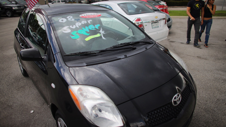 Toyota Yaris on a dealership lot