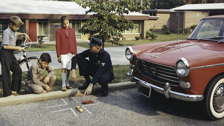 Children being taught right of way
