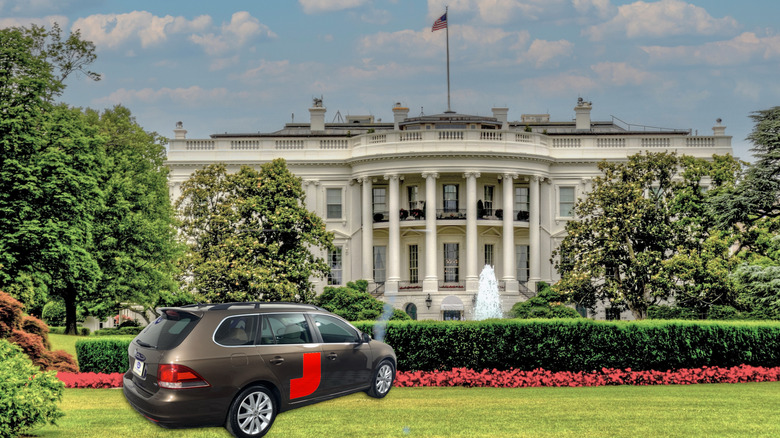 The White House with a VW Jetta in front of it