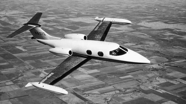 A prototype Learjet 23 during a test flight in 1964.