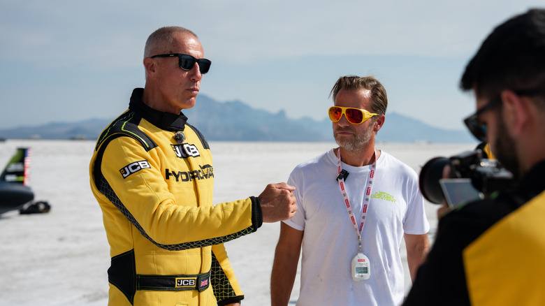 Andy Green speaking after his record run in the JCB Hydromax