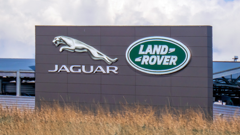 Jaguar Land Rover sign.