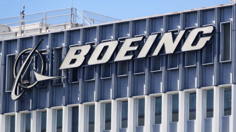 The Boeing logo at its office in El Segundo, CA