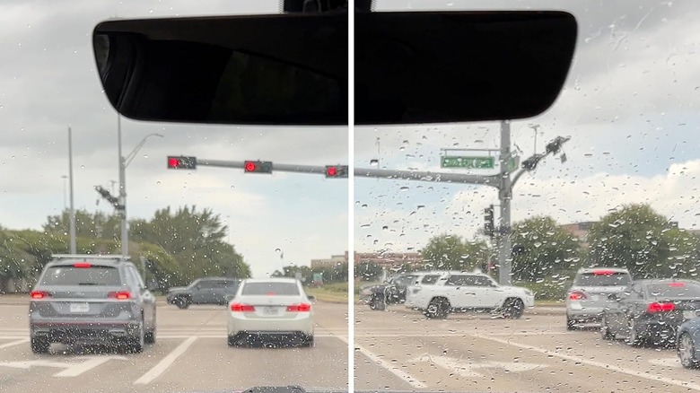 Glass treated with Rain-X, left, and untreated, right.