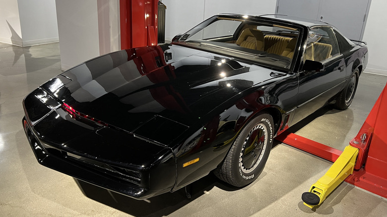 Front 3/4 view of a screen-used KITT from "Knight Rider" on display at the Petersen Museum