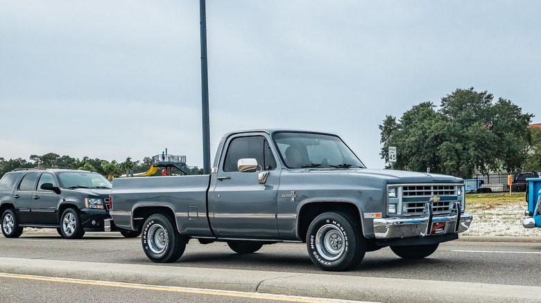 1987 Chevy C10 Silverado of the kind offering three-on-the-tree transmission
