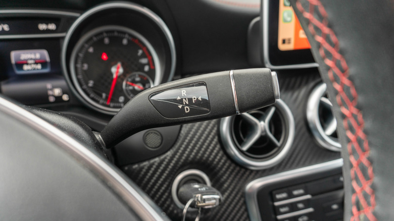 automatic shifter stalk on a luxury German car