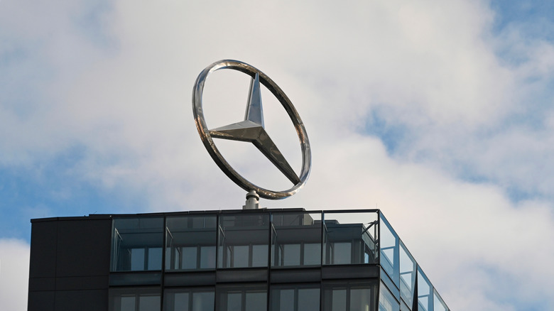 Classic symbol of Mercedes-Benz company in Berlin on January 08. 2025 in Germany