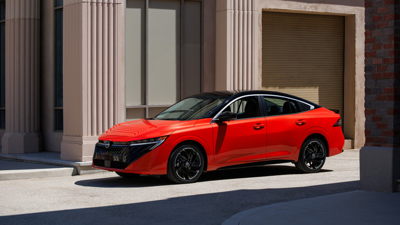 A 2026 Nissan Sentra parked in an alleyway.