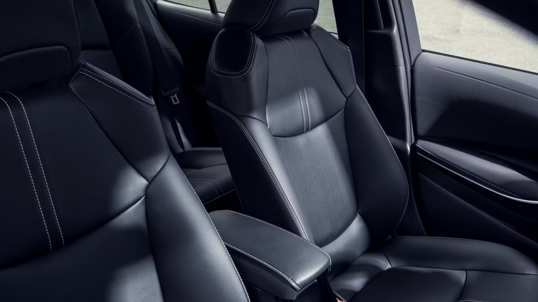 Black SofTex seats in a Toyota Corolla