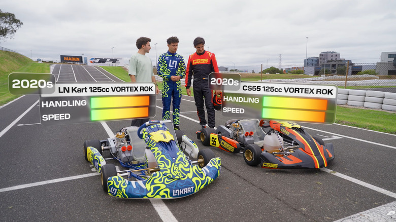 Modern go karts on track
