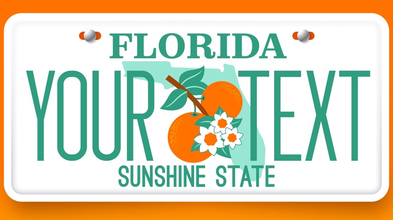 A sampler license plate from Florida, the Sunshine State.