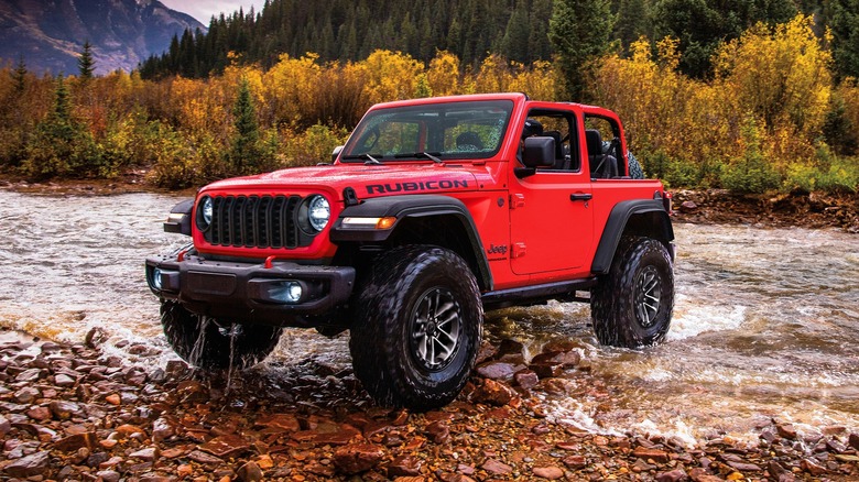 A 2026 2-door Jeep Wrangler Rubicon in red