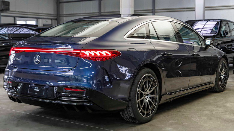 2026 Mercedes-Benz EQS450+ in a garage.