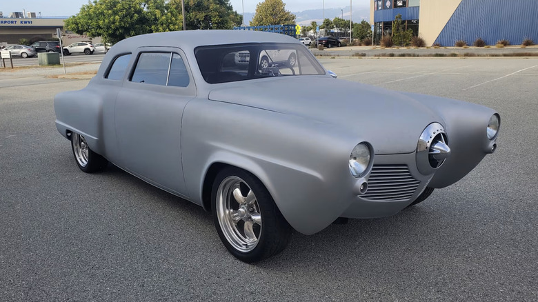 A gray 1951 Studebaker Champion Custom Starlight Coupe