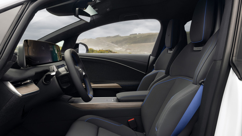 Interior of the Lucid Gravity, showing blue accent stitching