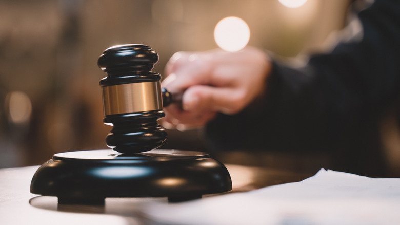 A judge holding a gavel