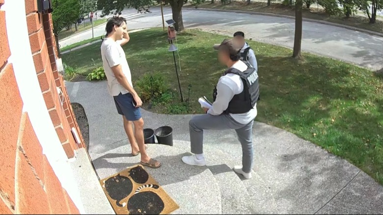 Police questioning YouTuber Anthony Sistilli in front of his house