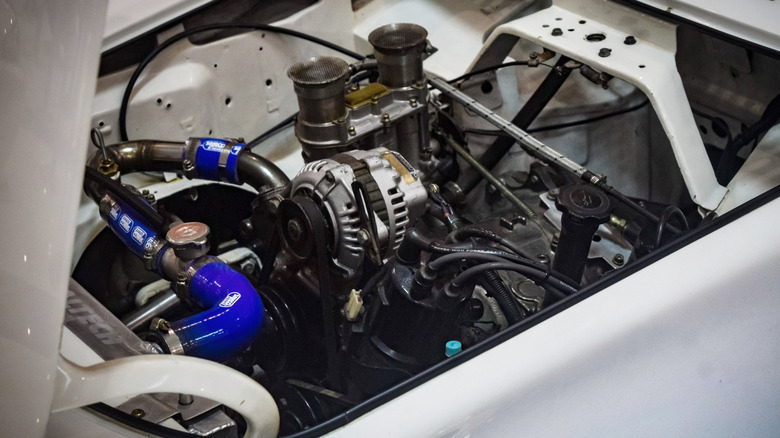 A Mazda Cosmo Sport 110S wankel rotary engine 10A 0813 with two rotors at JDM Fest 2024