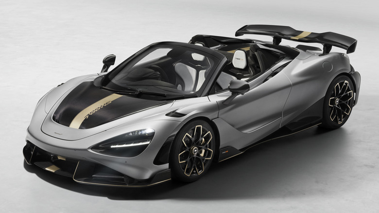 Front 3/4 view of a silver McLaren 788HS
